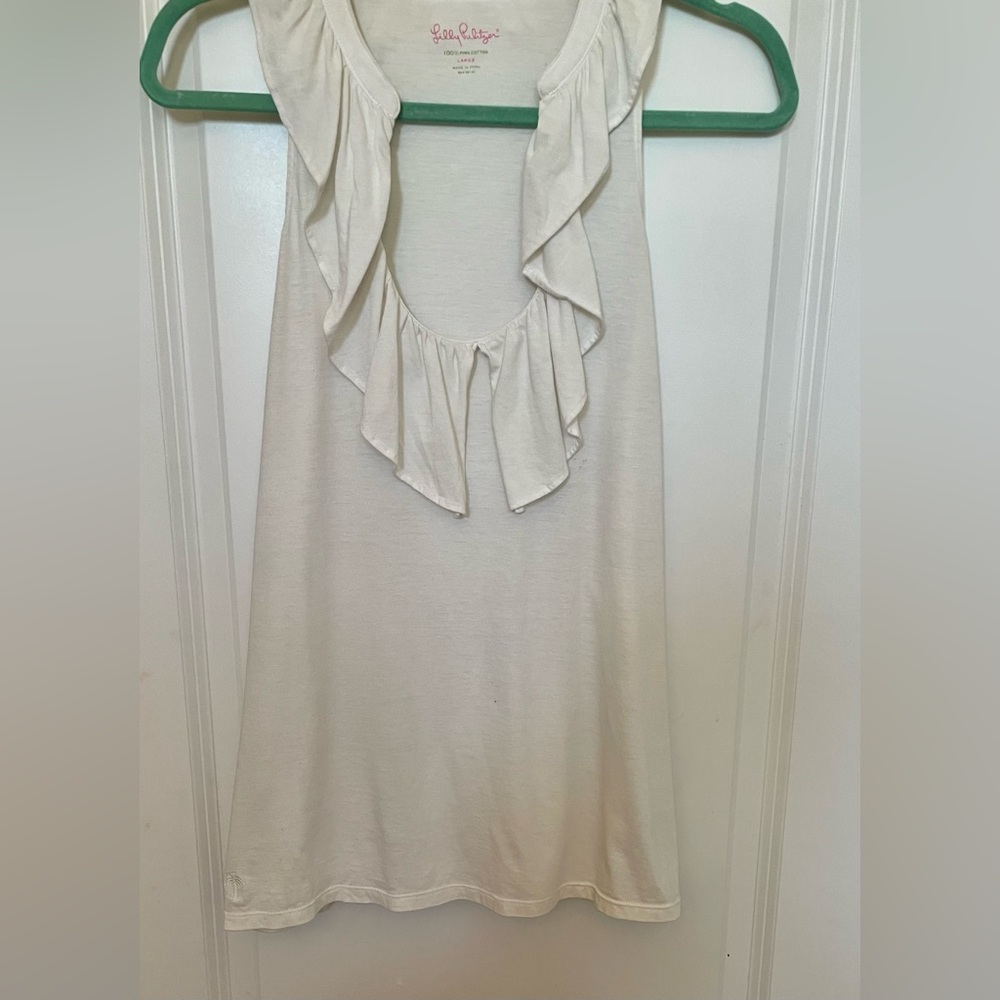 Lilly Pulitzer White Ruffled Tank Top